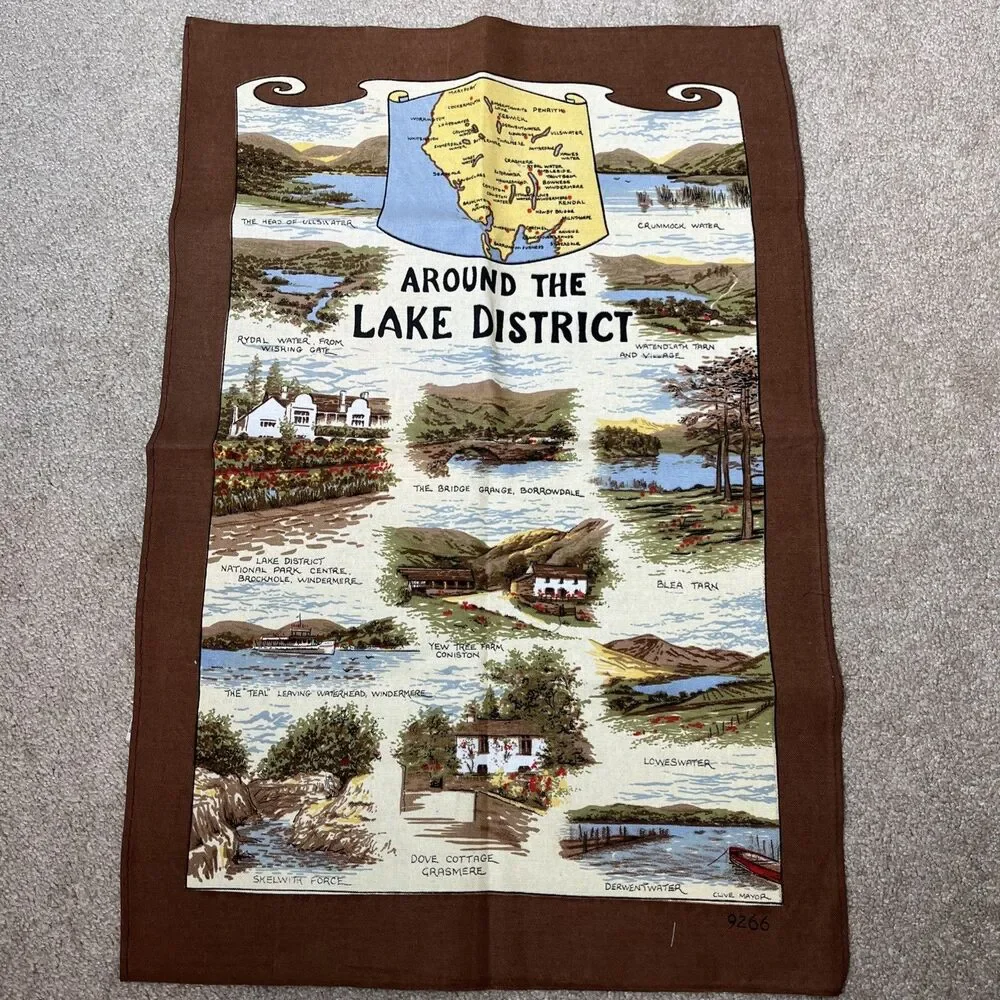 3 VTG English British Tea‎ Towels Lake District Lancashire Clive Mayor Unused